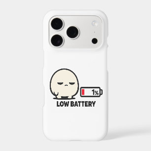 Low Battery 1% - Cute Tired Character Minimalist A iPhone 17 Pro Case