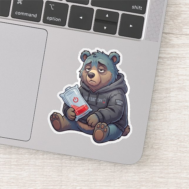 Low Battery Bear Sticker (Detail)