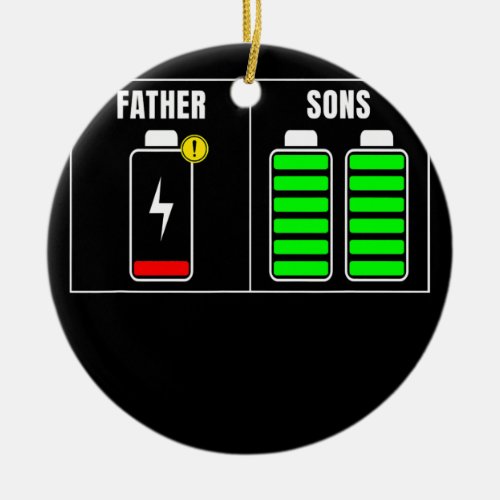 Low Battery Display Father vs Sons Battery Ceramic Ornament