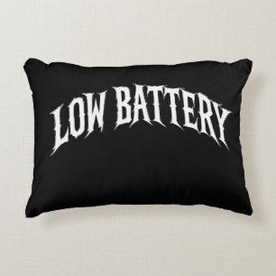 LOW BATTERY Distorted Gothic Text Design Accent Pillow