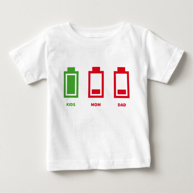 Low Battery Funny Kids Mom Dad Energy Baby T-Shirt (Front)
