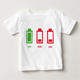 Low Battery Funny Kids Mum Dad Energy Baby T-Shirt
