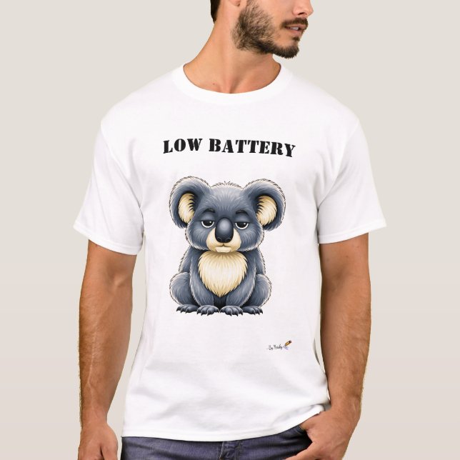 Low Battery Funny Tired Koala T-Shirt (Front)