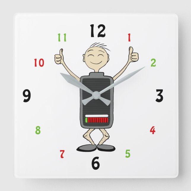 Low Battery, High Vibes – Funny Wall Clock (Front)