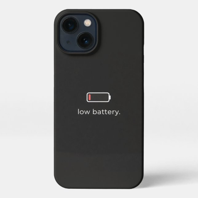 Low Battery Minimal Aesthetic iPhone Case | Dark M (Back)