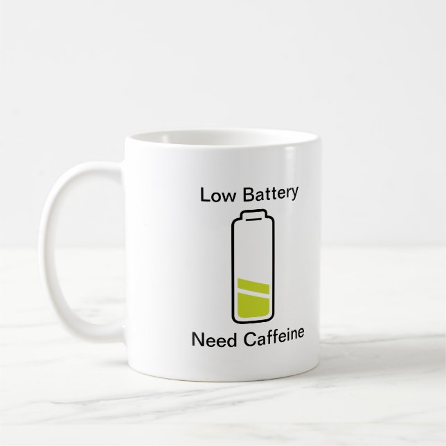 Low Battery Need Caffeine Coffee Mug (Left)