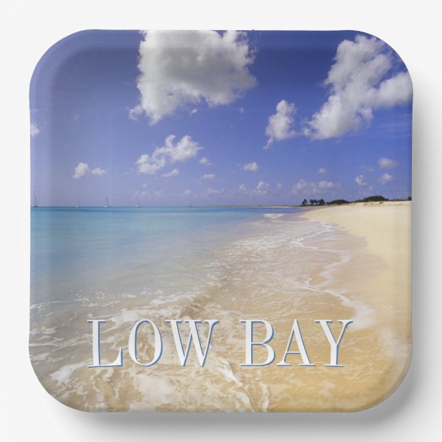 Low Bay Beach, Barbuda, Antigua Paper Plates (Front)