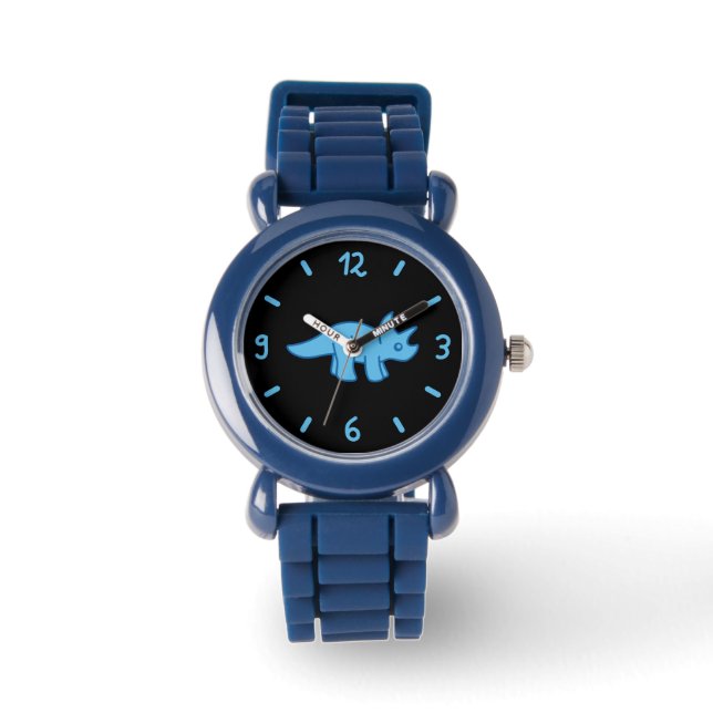 Low blue triceratops dinosaurs watch (Front)