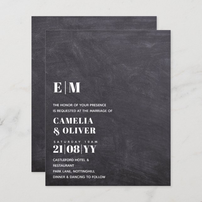 LOW BUDGET All-in-1 Modern Bold Text Wedding (Front/Back)