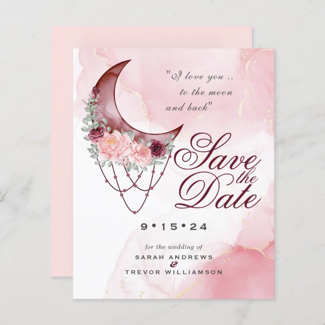 Low Budget Crescent Moon Photo Save the Date (Front/Back)