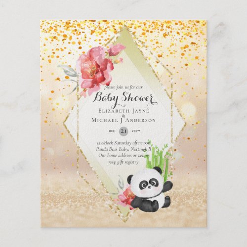 LOW BUDGET Panda Bear BABY SHOWER Invite Flyer