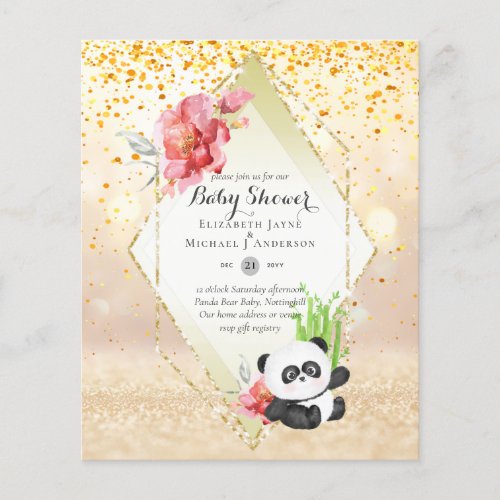 LOW BUDGET Panda Bear BABY SHOWER Invite Flyer