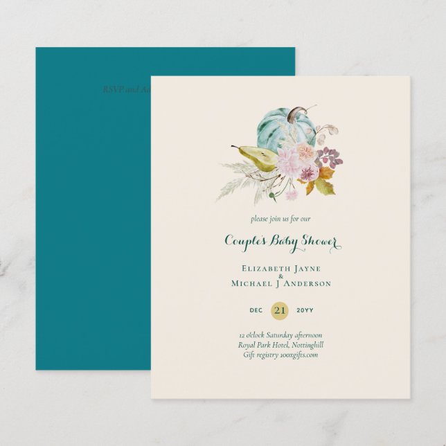 LOW BUDGET Pumpkin Fall BABY SHOWER Invitations (Front/Back)