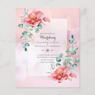 Low Budget Red Rose Floral Wedding Invitation