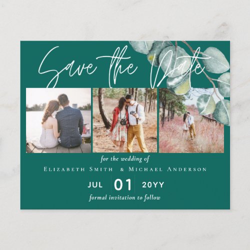 Low Budget TEAL White EUCALYPTUS Wedding Flyer