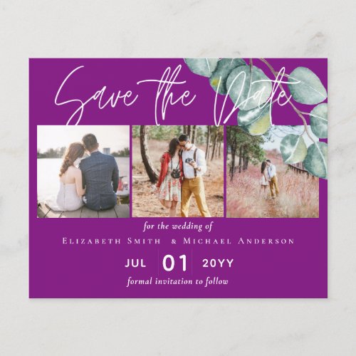 Low Budget VIOLET White EUCALYPTUS Wedding Flyer