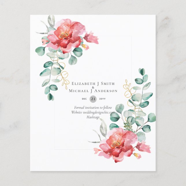 LOW BUDGET White Roses SAVE THE DATES Modern Flyer (Front)