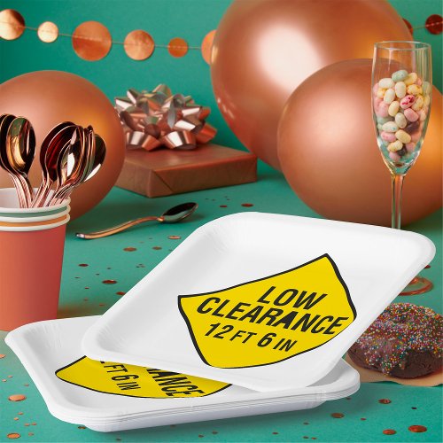 Low Clearance Road Sign Paper Plates