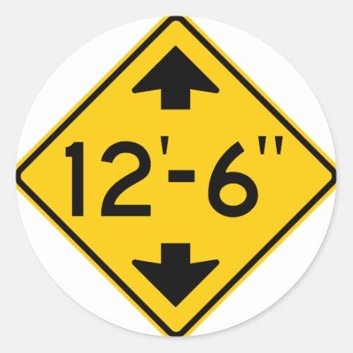 Low Clearance Warning Highway Sign Classic Round Sticker