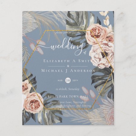 Low Cost Budget PAMPAS GRASS TROPICAL Wedding Flyer