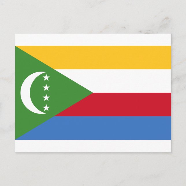 Low Cost! Comoros Flag Postcard (Front)