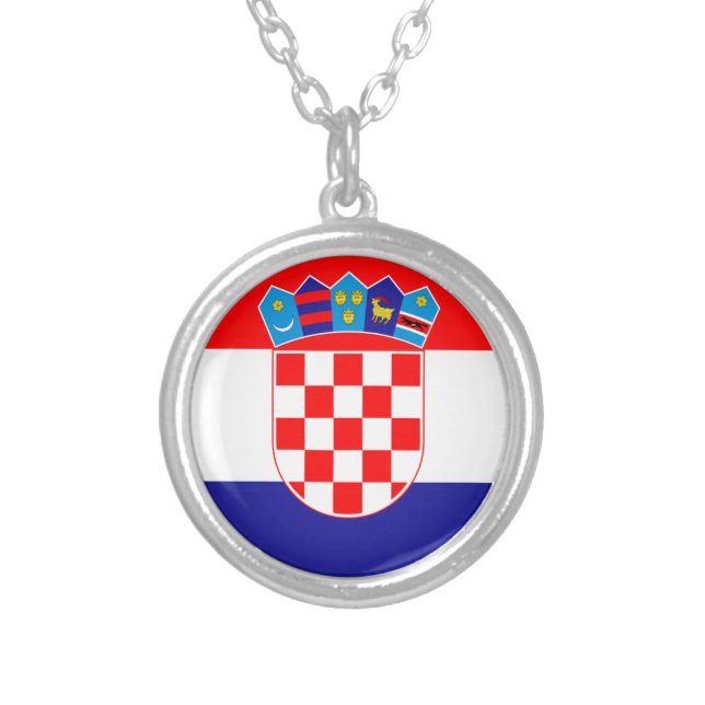 Low Cost! Croatian Flag Silver Plated Necklace (Front)