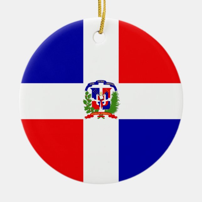 Low Cost! Dominican Republic Ceramic Ornament (Front)