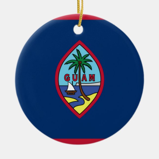 Low Cost! Guam Flag Ceramic Ornament (Front)