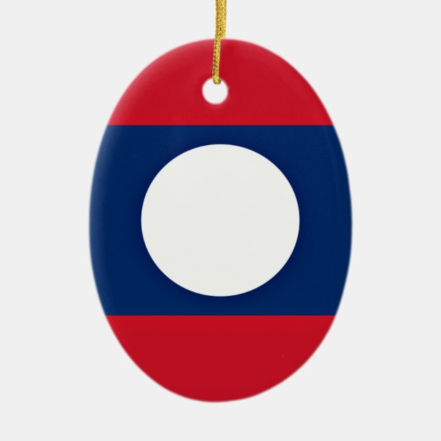 Low Cost! Laos Flag Ceramic Ornament (Front)
