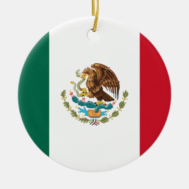 Low Cost! Mexico Flag Ceramic Ornament (Front)