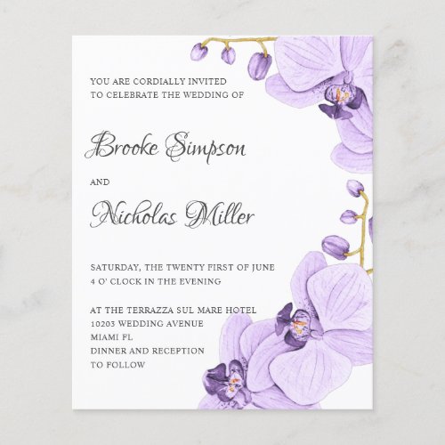 LOW COST Purple orchid Elegant Botanical Wedding