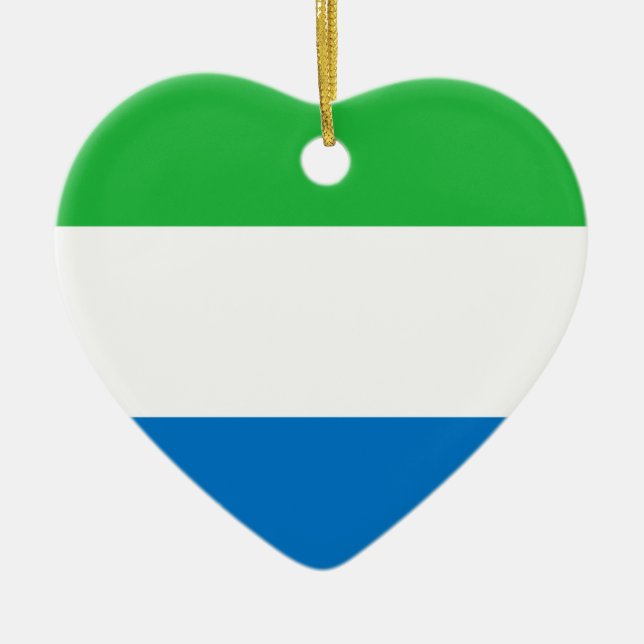 Low Cost! Sierra Leone Flag Ceramic Ornament (Front)