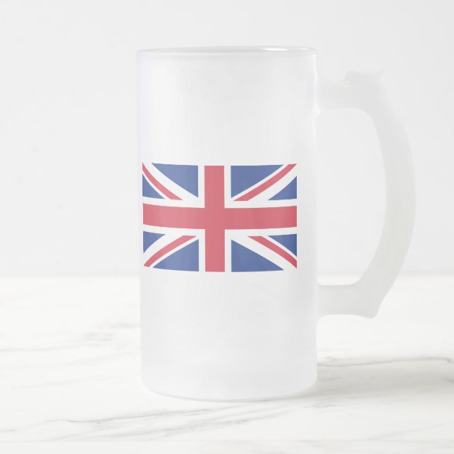 Low Cost Union Jack Flag of Great Britain Glass Frosted Glass Beer Mug (Right)