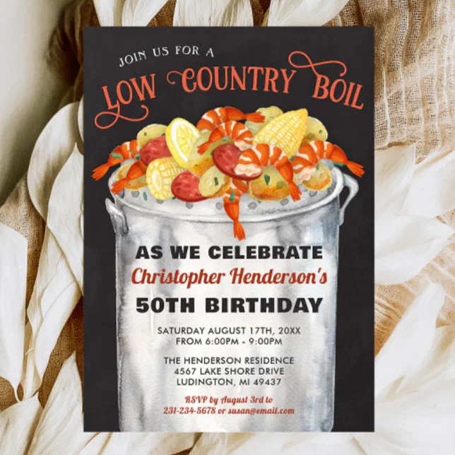Low Country Boil Birthday Invitation | Zazzle
