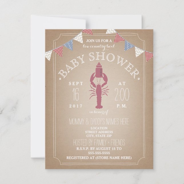 Low Country Boil Cardstock Baby Shower - Bottle Invitation (Front)