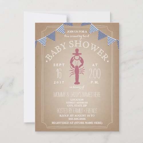 Low Country Boil Cardstock Boy Baby Shower Invitation