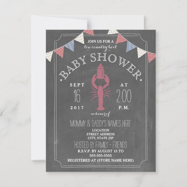 Low Country Boil Co Ed Unisex Baby Shower - Bottle Invitation (Front)