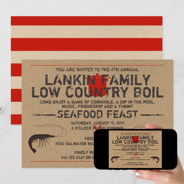 Low Country Boil Invitation - Shrimp Boil | Zazzle