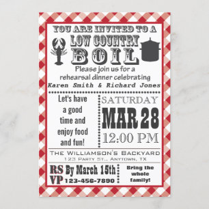 Low Country Boil Rehearsal Dinner Party Invitation