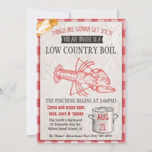 Low Country Seafood Boil Invitation (Front)