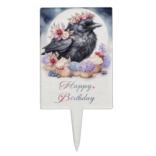 Low crow birthday flowers cucakes cake topper