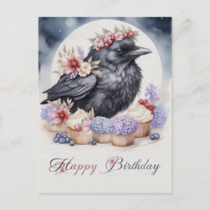 Low crow birthday flowers Cupcakes Postka Postcard