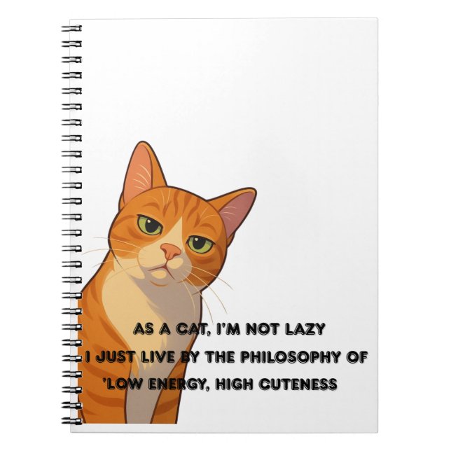 Low Energy, High Cuteness – The Cat Philosophy Notebook (Front)