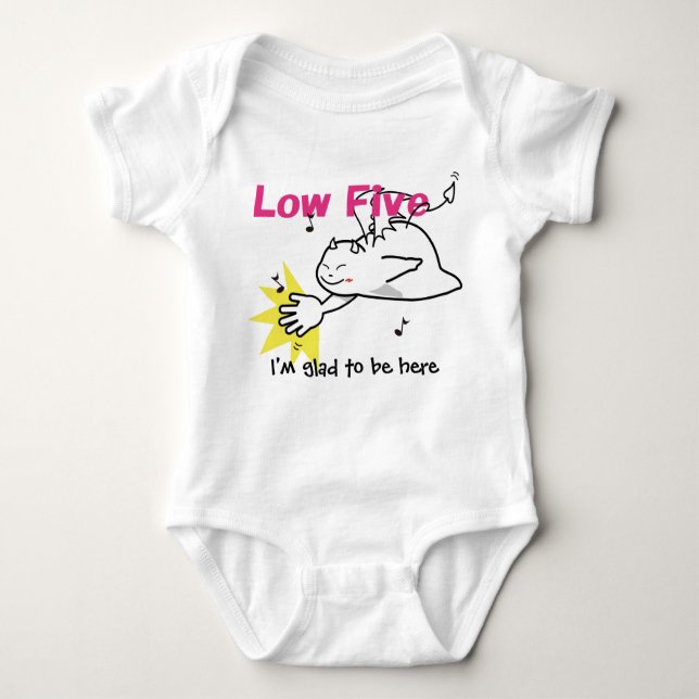 Low Five I'm glad to be here Baby Bodysuit (Front)
