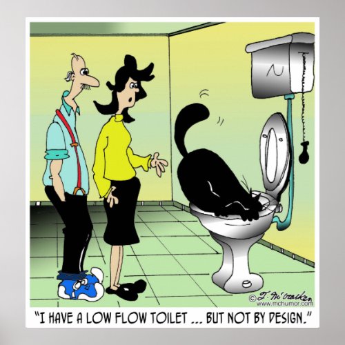 Low Flow Toilets  Cats Poster