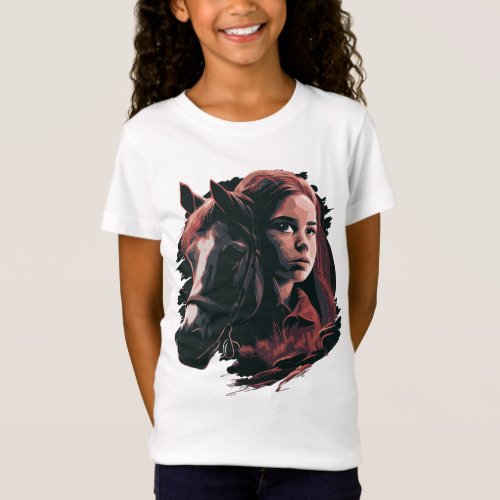 Low horse with girl design T_Shirt