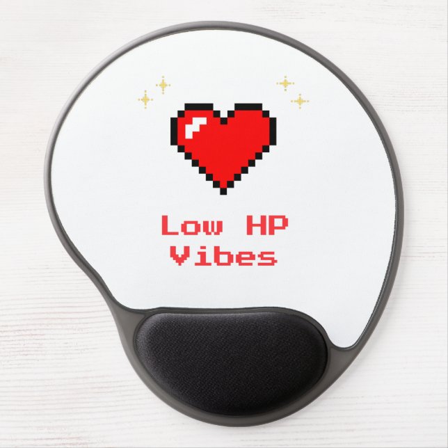 Low HP Vibes – Pixel Heart Gel Mouse Pad (Front)