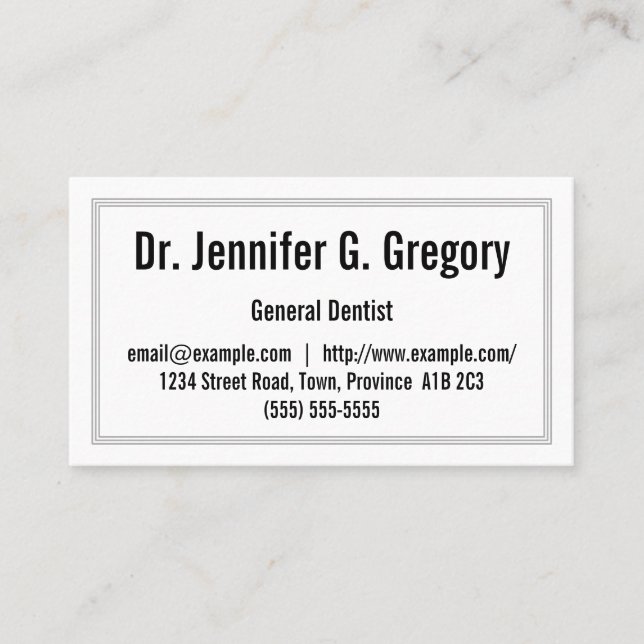 Low-Key and Basic General Dentist Business Card (Front)