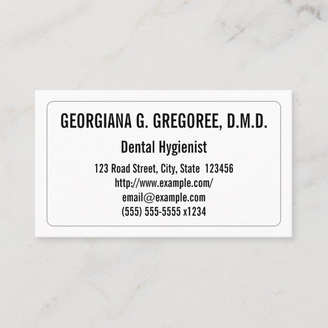 Low-Key Dental Hygienist Business Card (Front)