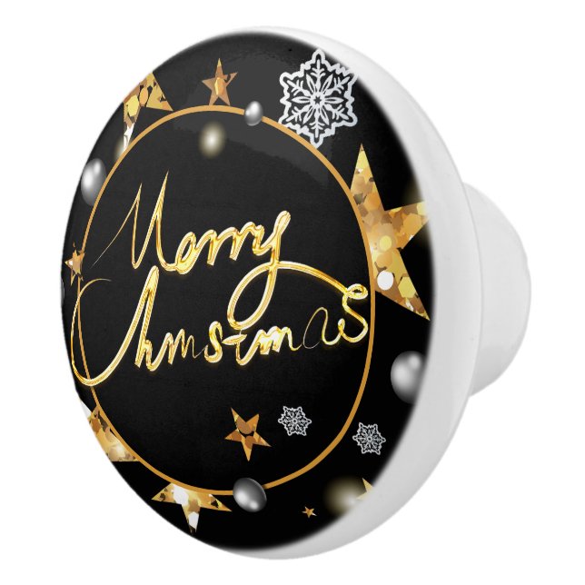 Low-key luxury Gold Black Metallic Stars Xmas Ceramic Knob (Right)